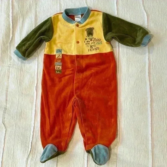 Geneviève Lapierre - Velour Colour block design footed sleeper. Size 6 months - Picture 1 of 5